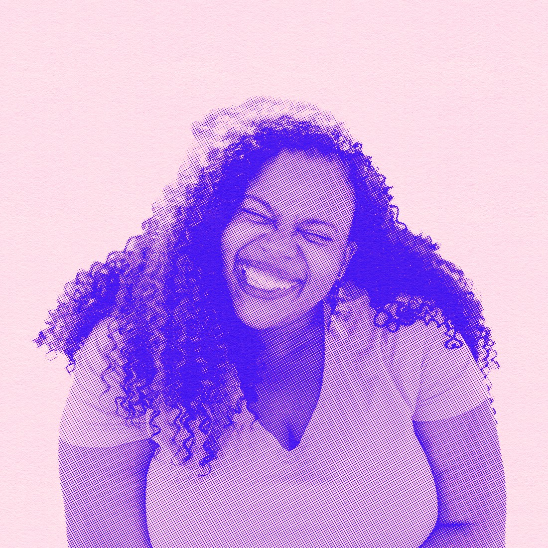Halftone portrait of Shenee laughing